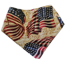 Load image into Gallery viewer, Handmade patriotic dog bandana featuring red, white, and blue design for Independence Day.