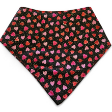 Load image into Gallery viewer, Valentine’s Day Reversible Dog Bandana – Hearts & a Touch of Bling