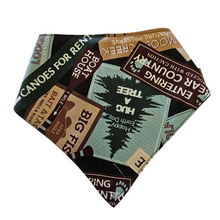 Load image into Gallery viewer, Camping themed reversible dog bandana made from 100% cotton, handmade in the foothills of the Great Smoky Mountains
