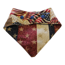 Load image into Gallery viewer,  red, white, and blue patriotic dog
bandana for Fourth of July and summer celebrations.
