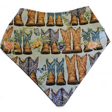 Load image into Gallery viewer, dog bandana with western cowboy boots


